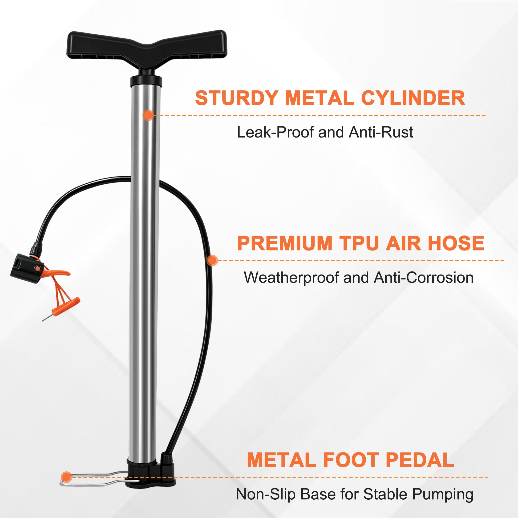 GARITIN Bike Pump, 140 PSI High Pressure Hand Air Pump with Dual Valve for Bikes Balls Inflatables