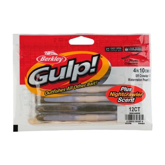 Berkley Gulp!® SR Crawler, 4 in, Worms, Watermelon Pearl (12 Count)