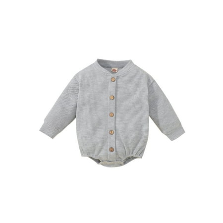 

Bagilaanoe Newborn Baby Girl Casual Rompers Tops Long Sleeve Bodysuit 6M 12M 18M 24M Infant Waffle One Piece Jumpsuit