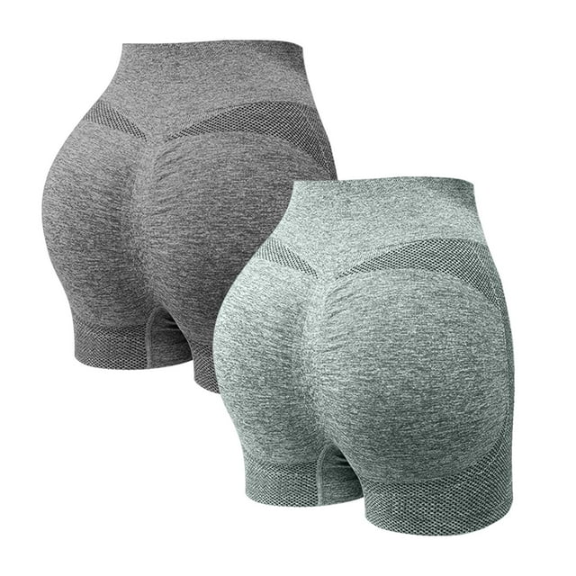 Plebaso Lot de 2 Shorts de Cyclisme Respirants pour Femmes, Shorts de Yoga Taille Haute pour Course