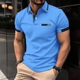 thumbnail image 2 of Huresd Men's Golf Polo Shirts Short Sleeve Collar Shirt Blue L, 2 of 5
