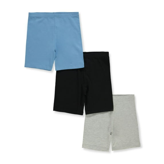 Cookie's Girls' 3-Pack Bike Shorts - black/gray/light blue, 7 - 8 (Big Girls)