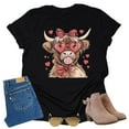 thumbnail image 3 of Valentine Highland Cow Hearts Graphic Design Casual Short Sleeve Shirt ( 4X-Large, Black), 3 of 4