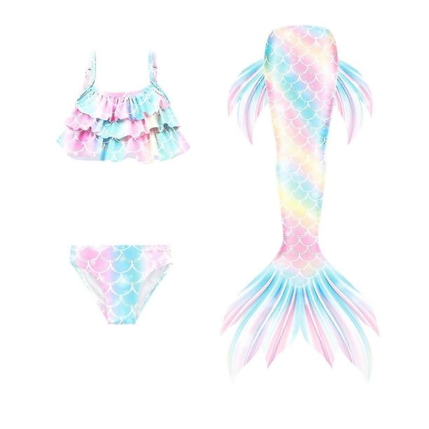 Traje de baño de sirena, traje de baño con cola de Mérida, conjunto de traje de baño para niñas, traje de baño para aguas termales infantiles