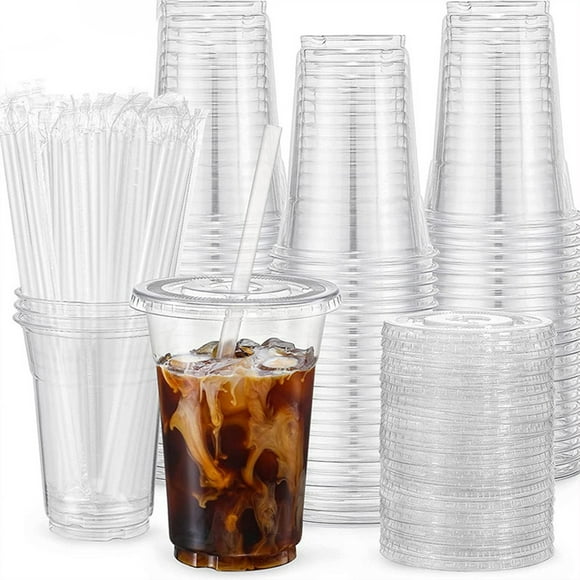 Danhjin Outils de Nettoyage Gobelet Jetable pour Thé au Lait Gobelet Jetable en Plastique pour Boisson Froide Gobelet pour Thé aux Fruits et Citron Gobelet Jetable Commercial à Haute Transparence pour Café 360 ml
