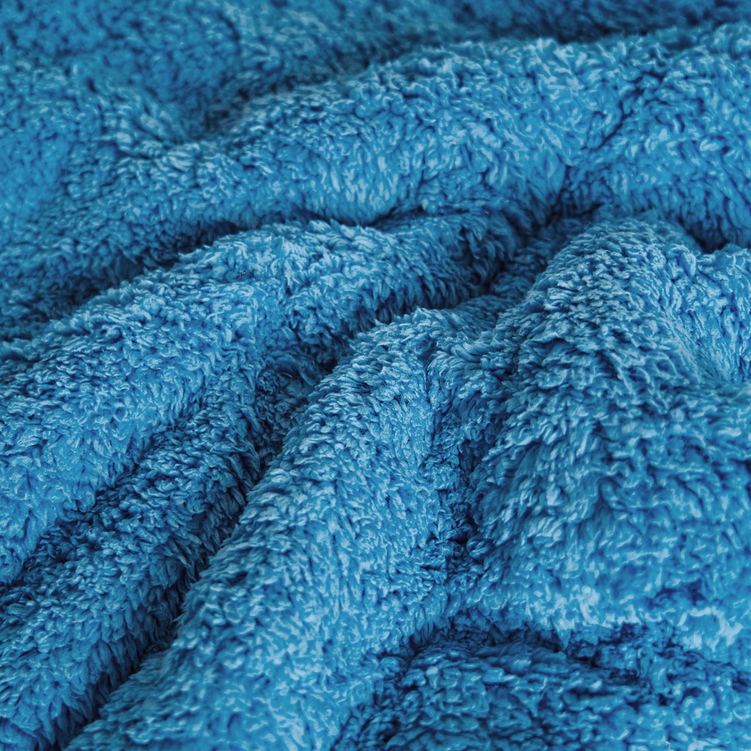 NC 3 Piece Sherpa Blanket,Winter Warm 3 Ply Borrego Fleece Blanket,King 79"x 91",Blue