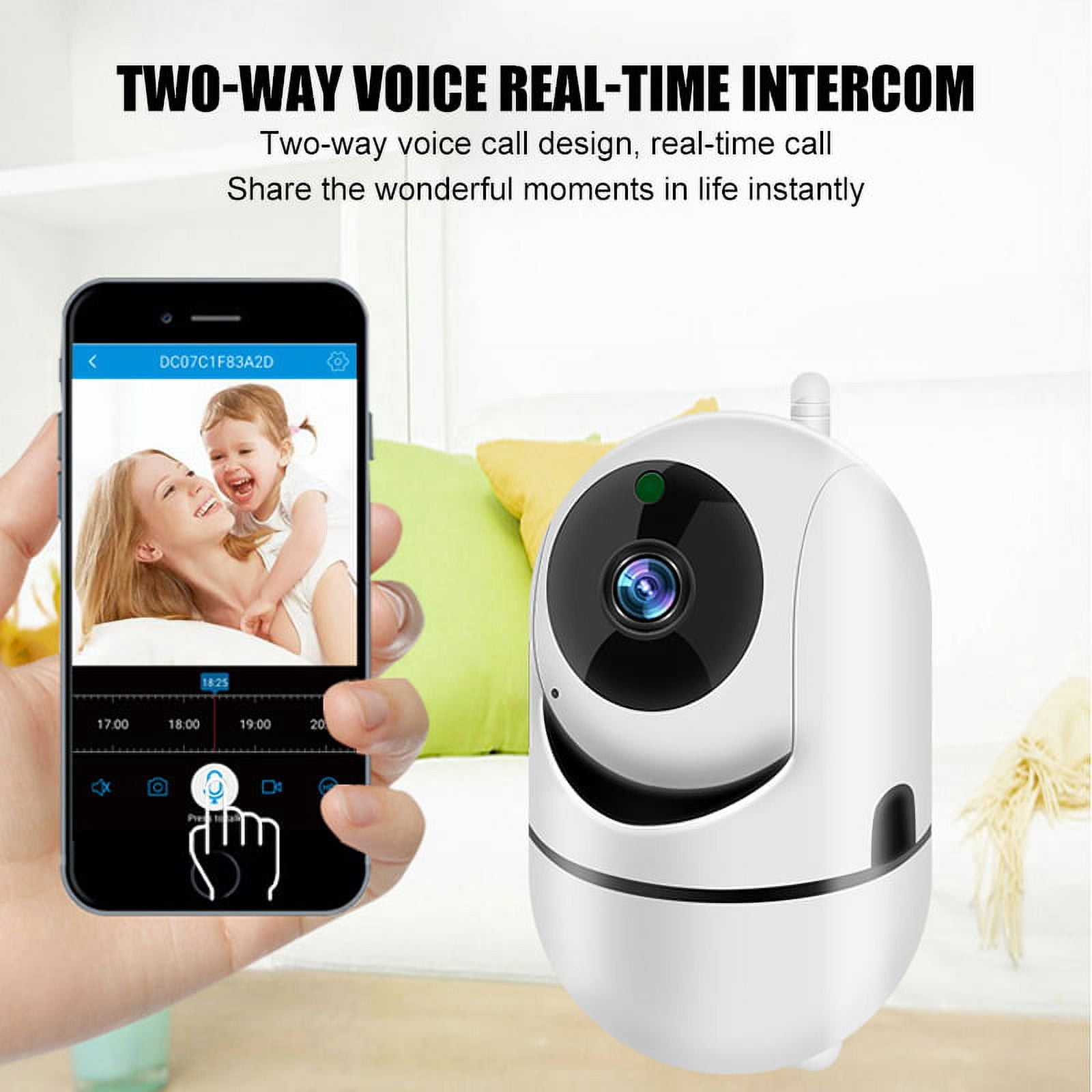 EIMELI Wireless Camera, 1080P HD WiFi Pet Camera Baby Monitor, Pan/Tilt/Zoom IP Camera for Elder/Nanny Security Cam Night Vision Motion Detection 2-Way Audio Cloud Service Available Webcam White