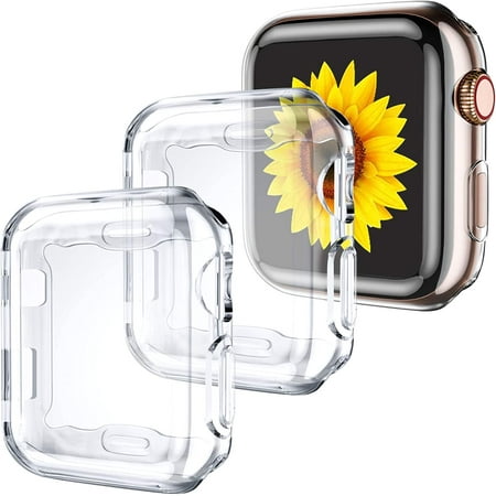 3 Pack Compatible with Apple Watch Case 38mm,Soft HD High Sensitivity Screen Protector with TPU All Around Anti-Fall Bumper Protective Case Cover for iWatch Series 3/2/1 38mm(3 Clear)