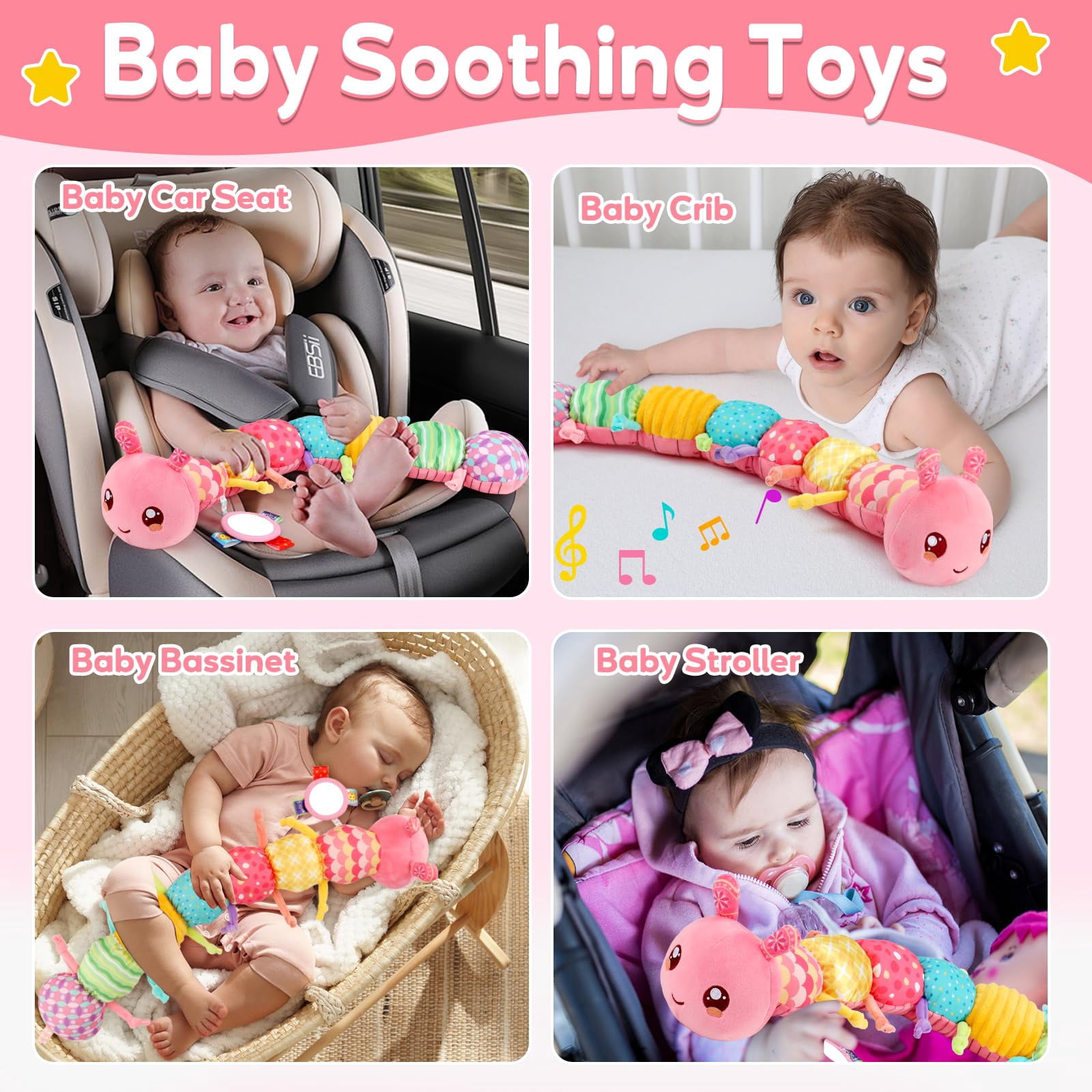 PETT Baby Girls Toys 0-6 Month Music Animal Stuffed Caterpillar Toy