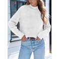 thumbnail image 4 of Women High Neck Oversized Sweaters Batwing Long Sleeve Pullover Loose Chunky Knit Jumper White L, 4 of 8