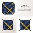 thumbnail image 4 of Multi-Size Leather Tray Four Corners Four Button Design Anti-Scratch Waterproof Convenient Cleaning Convenient Storage Argyle Plaid Cornflowerblue_3 Medium, 4 of 8