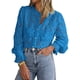 thumbnail image 1 of Camisa PRETTYGARDEN de Encaje Manga Larga con Botones Gris Azul Talla L, 1 of 8