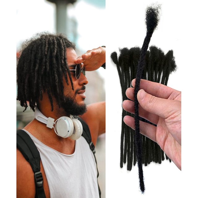 ADIASAI 0,4 cm y 0,6 cm de ancho, 4-16 pulgadas, 10-100 opciones de hebras, extensiones de rastas de cabello humano para hombres, mujeres, niños, extensiones de cabello humano hechas a mano con ag