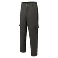 thumbnail image 4 of OSOLU Solid Color Cargo Trousers Men's Stretch Regular Fit Chino Trousers Cargo Wide Casual With Side Pockets Wide Leg Fabric Elegant Loose Hiking Long Outdoor Daily Relaxed Fit Breathable Bottoms, 4 of 5