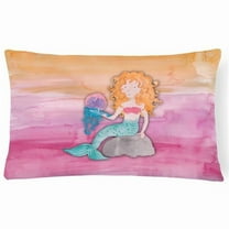 Blonde Mermaid Watercolor Canvas Fabric Decorative Pillow