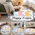 thumbnail image 5 of Large Round Rug 8Ft Washable Non-Slip, Happy Easter Circle Area Rugs for Living Room Bedroom, Cute Lovely Colorful Rabbits Silhouette Blue Plaid Indoor Floor Mats Carpet Runner for Home Decor, 5 of 8