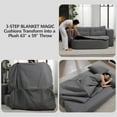 thumbnail image 5 of 78.7" Futon Sofa Bed, 2-in-1 Foldable Sleeper Sofa, Convertible Sofa Bed with Pillows, Corduroy Couch with Multi Functional Blanket Upholstered Boneless Couches for Living Room, Dark Gray, 5 of 11