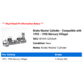 thumbnail image 2 of Brake Master Cylinder - Compatible with 1993 - 1998 Mercury Villager 1994 1995 1996 1997, 2 of 2