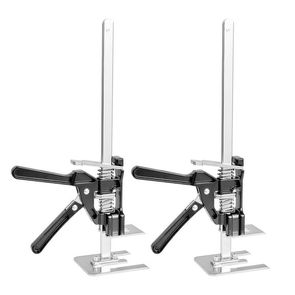 KFFKFF Labor-Saving Arm Jack, Set of 2, 330 lbs Load Capacity, Adjustable Height up to 9.8", Metal Hand Lifting Tool with Magnetic Level for Doors, Windows, Furniture, and Woodworking, Black