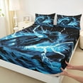 thumbnail image 3 of Manfei Extreme Sports Motorcycle Bed Sheets,Abstract Lightning King Sheets,Blue Black Sheet Set For Boys Kids,Breathable Bedroom Decorative,4pcs, 3 of 7