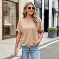 thumbnail image 5 of Blouses for Women Casual Short Sleeve Basic Tee Crewneck Dressy Tops Elastic Hem Summer T-Shirts, 5 of 9