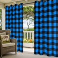 thumbnail image 5 of Outdoor Curtains for Patio Waterproof, Black Blue Plaid Windproof Pravicy Outside Porch Blackout Curtain, Country Buffalo Checked Gingham Sun Blocking Grommets Curtains for Cabana Gazebo 54"x84", 5 of 9