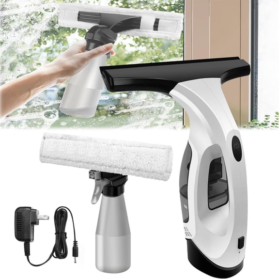 Window Vacuum Squeegee Cordless, 3 in 1 Cordless Window Vac with Spray/Wipe/Suck up Water, Handheld Window Vac for Windows, Tiles, Mirror, Countertop, Car Windshield