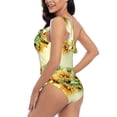 thumbnail image 4 of Easygdp Sunflowers On A Yellow Background Women's One Shoulder Ruffle Monokini Bathing Suits with Removable Chest Pad, Quick Drying - Small, 4 of 8