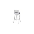 thumbnail image 4 of Gothic Grace 26" Gray Faux Leather Swivel Counter Stool Chair with Curved Open Back and Sturdy Chrome Iron Frame for Lasting Comfort, 4 of 6