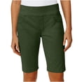 thumbnail image 2 of TAGOLD Shorts Plus Size for Womens Solid Color High Twill Hiking Bermuda Shorts Multi Functional Side Storage Pockets Elastic Waist Summer Office Bottoms, 2 of 5