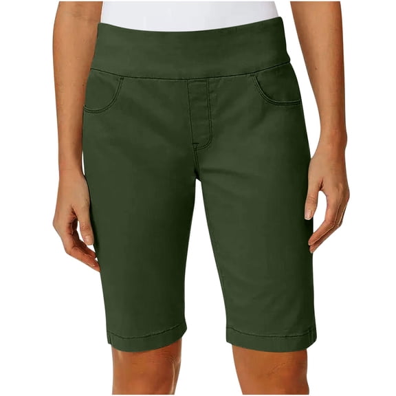cocolona Womens Summer Casual Bermuda Shorts Elastic Waist Straight Wide Leg Hiking Beach Shorts with Pockets