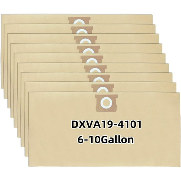 9 Pack DXVA19-4101 Disposable Filter Bags Replacement for DeWalt DXVA19-4101 Dust Bag ,FIT: DEWALT 6 to 10 Gallon Wet/Dry Vacs