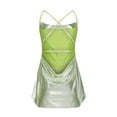 thumbnail image 4 of Sakmal Dresses for Women Mini Green Square Neckline Gradient Evening Party Patent Leather Sleeveless Sexy Bodycon Dress, 4 of 6