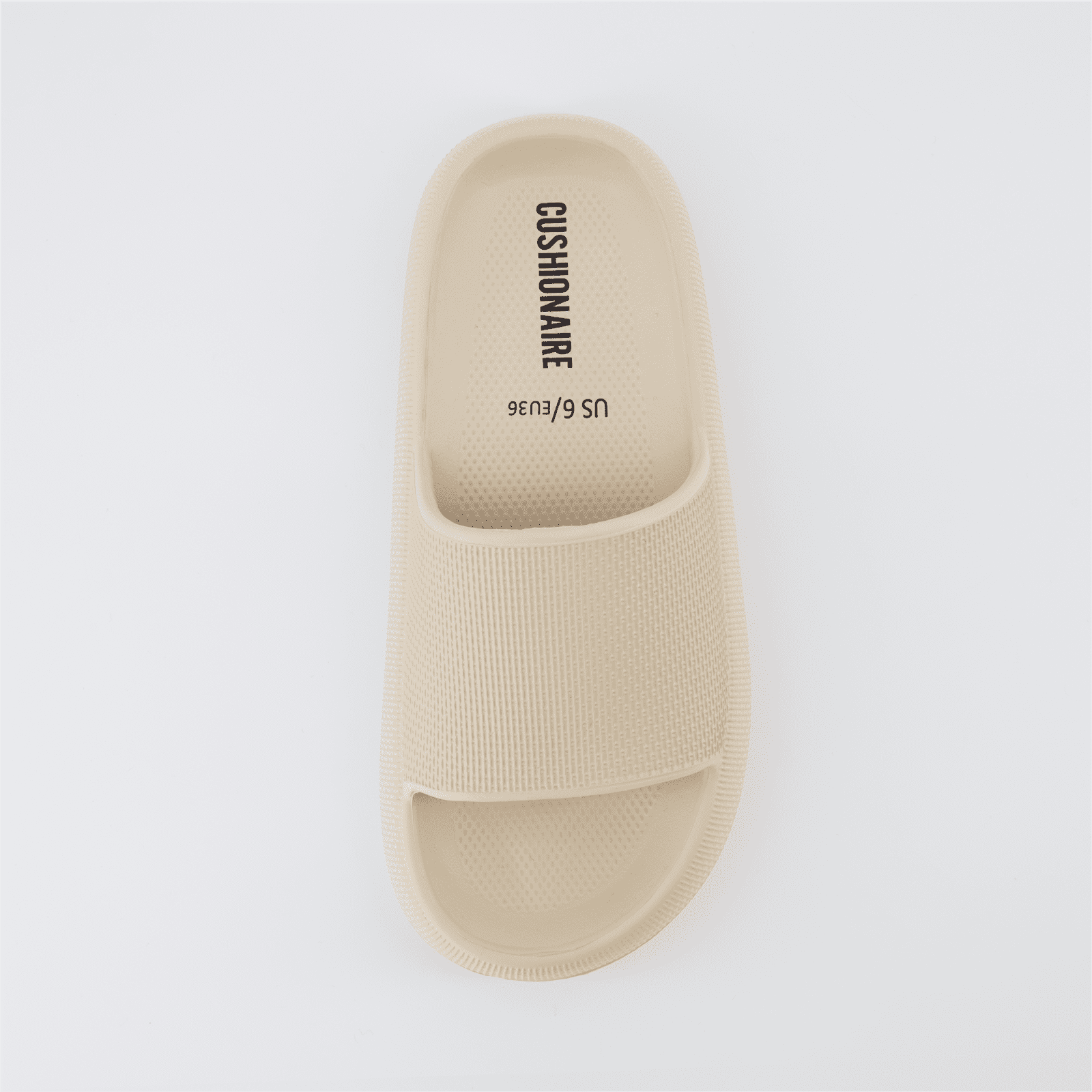 Cushionaire Women's Waterproof Feather Recovery Slide Sandal. Khaki, 8