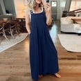 thumbnail image 1 of Ropa de mujer Pantalón informal holgado de una pieza con tirantes anchos de algodón y lino innovador, 1 of 6