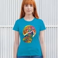 thumbnail image 3 of Tee Hunt Howling Wolf and Moon T-Shirt Dean Russo Colorful Wild Life Women's T-Shirt Tee, Light Blue, Medium, 3 of 5