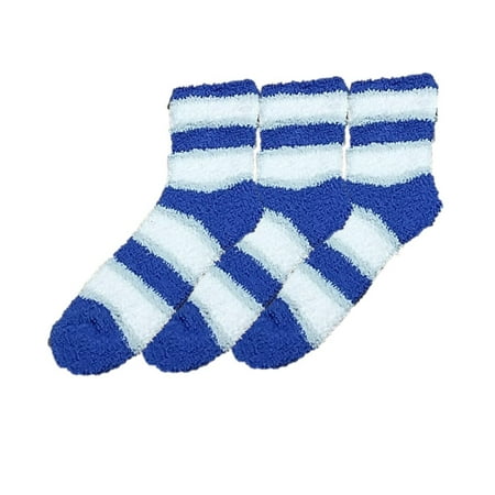 

Womens Fuzzy Slipper Socks - Fleece Plush Fluffy Warm Winter Soft Cozy Cabin Stocking Stuffers Royal Stripe WG