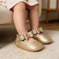 thumbnail image 2 of Oiyii Baby Girls Athletic Shoes Solid Leather Bow Adjustable Strap Soft Sole Sneakers, 2 of 4