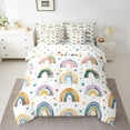 thumbnail image 2 of Manfei Retro Multicolor Rainbow 7-Piece Twin Bedding Sets,Boho Style Bedding Comforter Set,Colorful Heart Print Sheet Sets For Kids,Luxury Bedroom Decor Reversible, 2 of 8