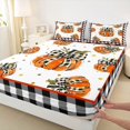 thumbnail image 4 of Manfei Watercolor Pumpkin Print Queen Sheets,Harvest Pumpkin Print Queen Sheet Sets,4-Piece,1 Flat Sheet,1 Fitted Sheet and 2 Pillowcases, 4 of 6