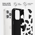 thumbnail image 3 of wqlpp-Cow Étui de Téléphone Imprimée pour iPhone 15 Pro Max, Étui Girly Mignonne pour Femmes Filles, Design Imprimé Animal Rétro Cool, Motif Esthétique Y2k Étui Rigide en Plastique, Noir, 3 of 4