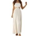 thumbnail image 1 of Bigersell formal Dresses for Women Short Sleeve Women Summer Casual Backless Solid Color Bandage Backless Dress Sexy Dresses for Female Regular Shift Dresses, Style 21173, Beige XL, 1 of 9