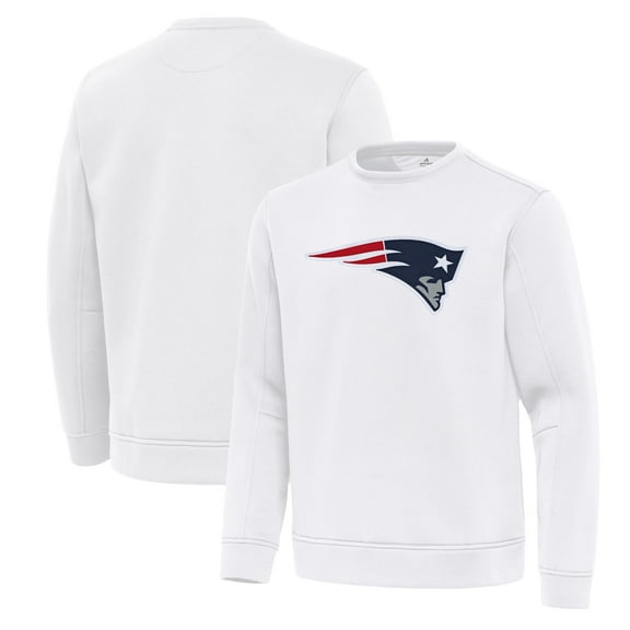 Men's Antigua White New England Patriots Relevant Lightweight Pullover Sweatshirt