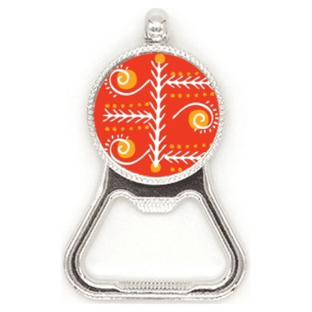 Naranja línea amarilla Mexico totems antigua civilización dibujo Acero inoxidable Metal cerveza tapa sacacorchos