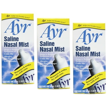 Ayr Saline Nasal Mist 50 mL (Pack of 3), Loosens and thins congestion caused by colds or allergies. By Brand AYR