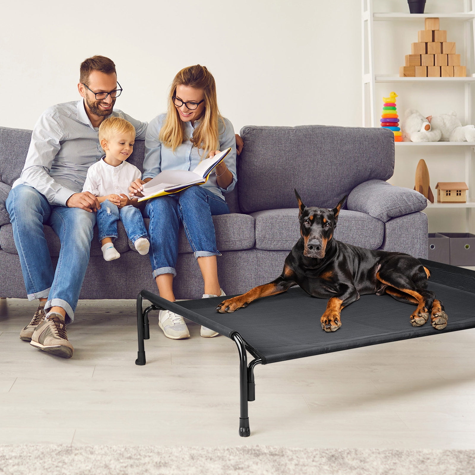 Veehoo Cooling Elevated Dog Bed, Chew Proof Dog Cot with Washable Mesh, X-Large, Black