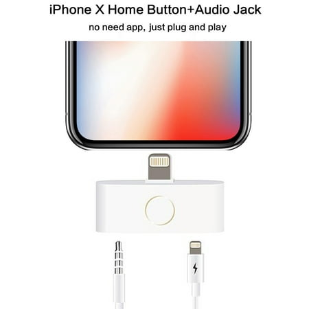 MaximalPower iPhone X 8 7 6 5 Home Button and Audio Jack Adapter Support Listen to Music and Charge at the same time, No App