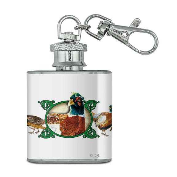 Wildlife Deco Pheasant Stainless Steel 1oz Mini Flask Key Chain