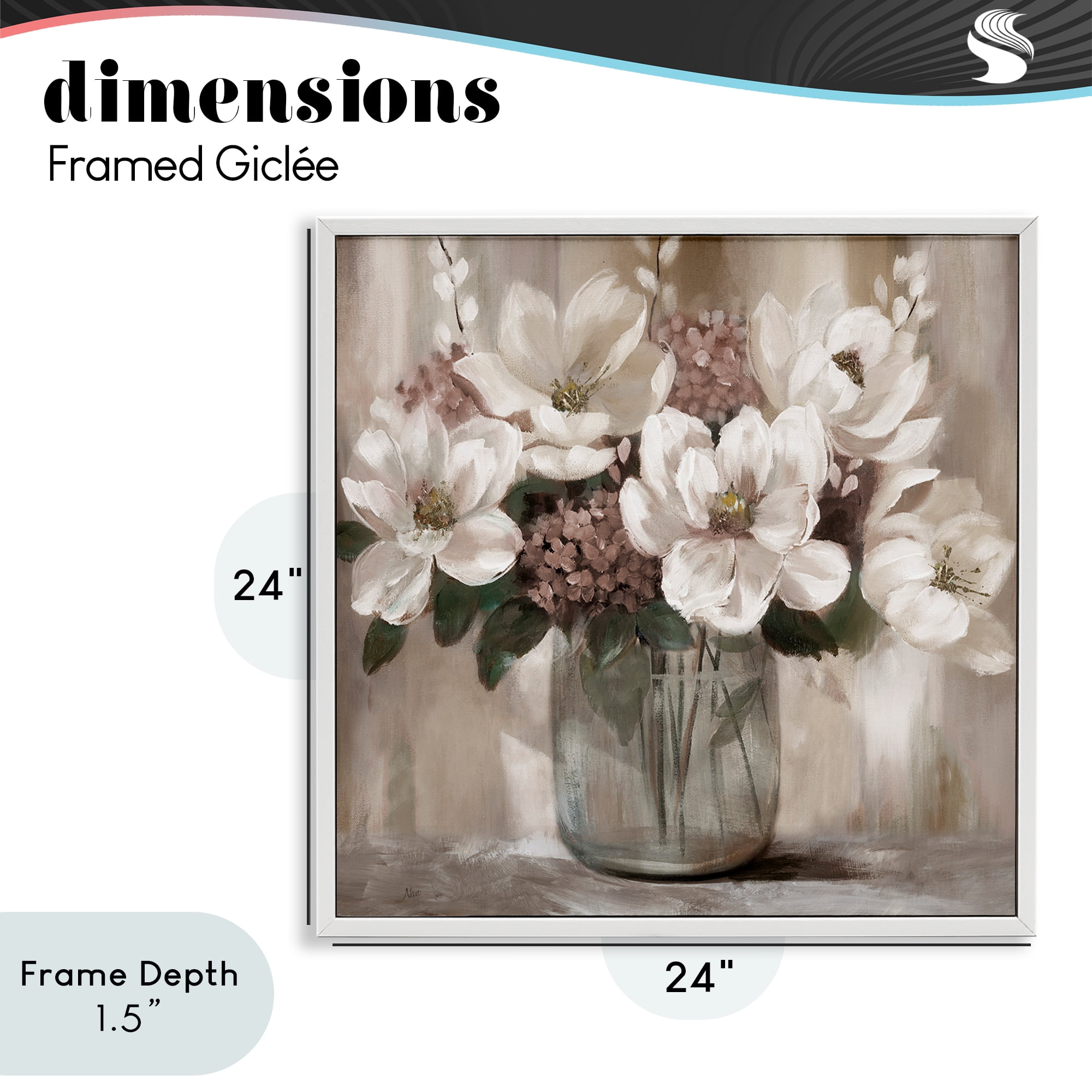 Stupell Industries Ivory Magnolias Vase White Framed Giclee Art, design by Nan