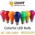 thumbnail image 2 of Lámpara estroboscópica A60, 8 unidades/lote, 7 colores, 8W, CA 100-240V, E27, B22, adecuada para fiesta, KTV, supermercado, 2 of 4
